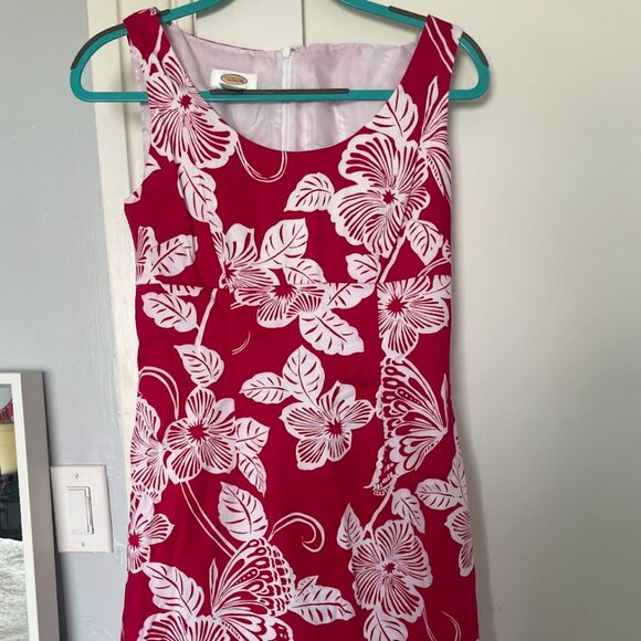Talbots bright pink and white Hawaiian print dress size 4 - Picture 1 of 4